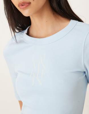 Calvin Klein Jeans Est.1978 Short Sleeve Logo Ribbed T-shirt In Blue