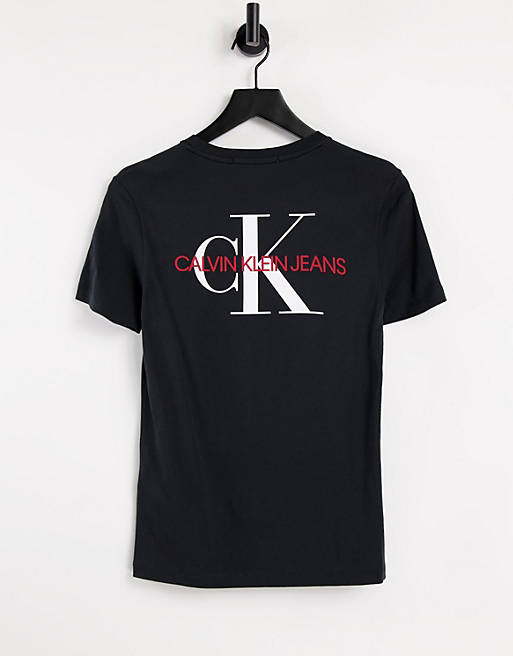 Calvin Klein jeans short sleeve monogram logo tee in black
