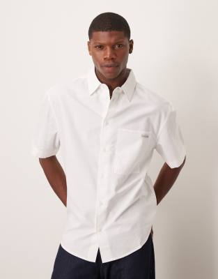 short sleeve oxford shirt in white