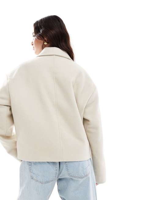 Calvin Klein Jeans Short Wool Blend Jacket in Ebony Heather