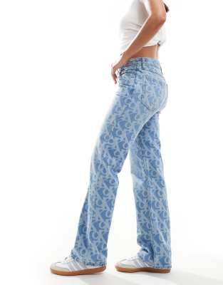 Calvin Klein Jeans Est.1978 Signature 90s All Over Print Jeans In Blue
