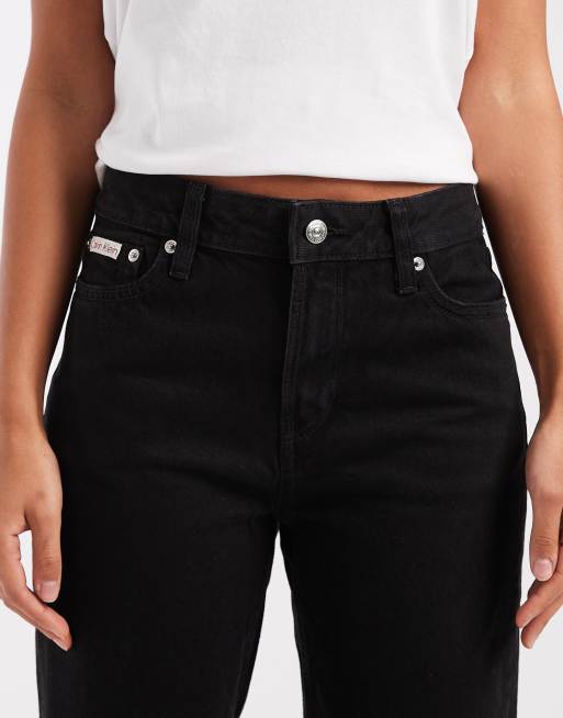 Calvin Klein Jeans signature 90s straight jeans in soft black, 5 of 5