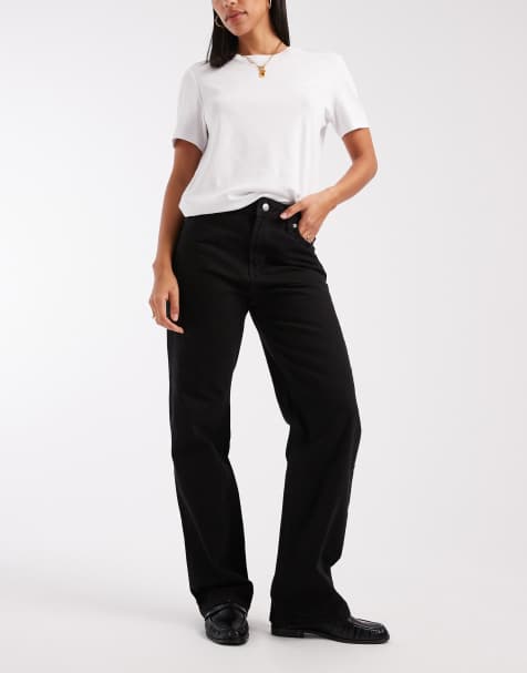 Calvin Klein Jeans signature 90s straight leg jeans in soft black - view 1