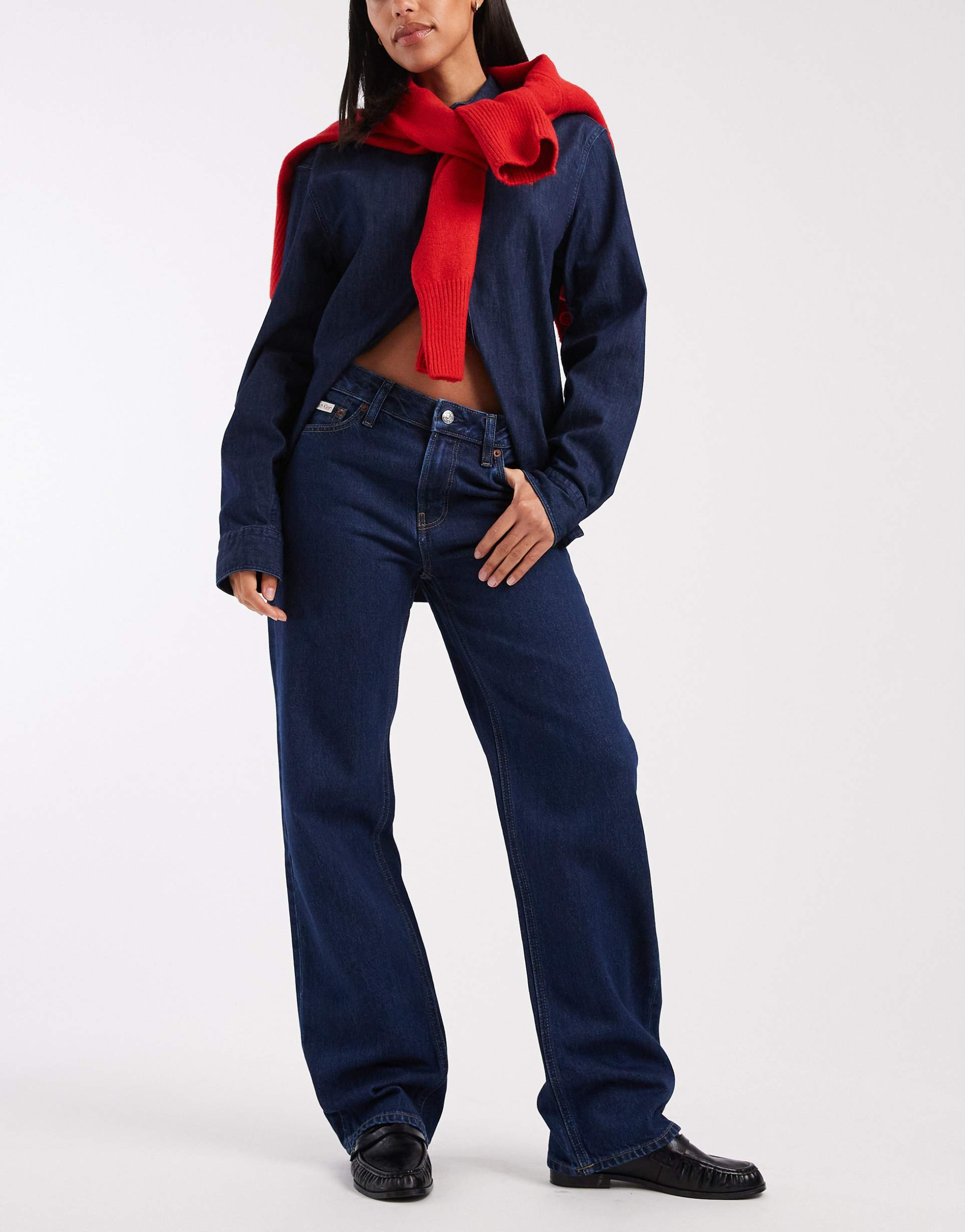 calvin klein jeans signature 90s straight leg jeans in true indigo