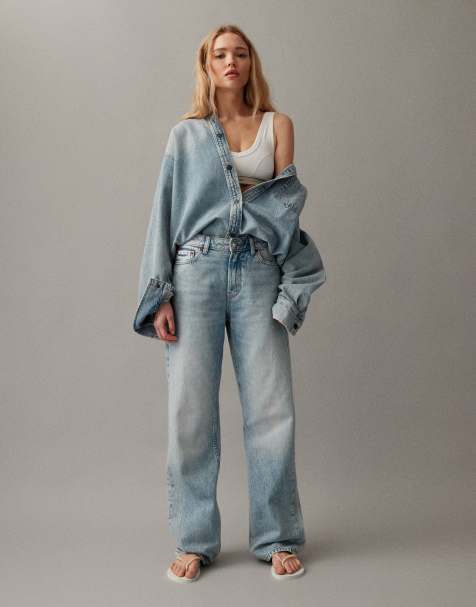 Calvin Klein Jeans signature 90s straight jeans in sun bleached light wash blue