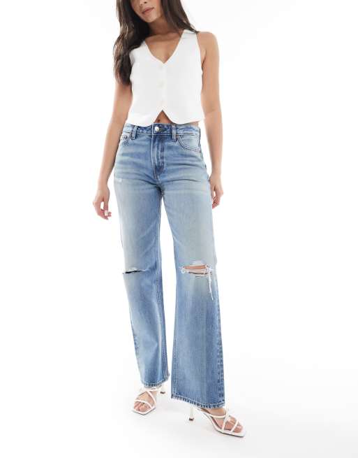 Calvin Klein Jeans - Signature - Rechte jeans in jaren 90-stijl in blauw met wassing
