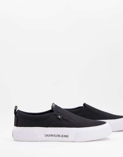 Calvin Klein Jeans skate slip on platform shoe in black ASOS