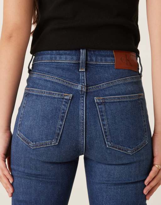 Calvin Klein Jeans skinny bootcut jeans in darkwash blue, 4 of 5
