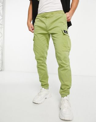 Calvin Klein Jeans skinny cargo trousers in washed green