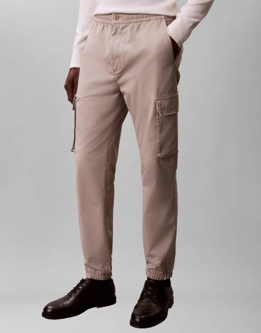 Calvin Klein Jeans skinny comfort cargo trousers in beige, 1 of 5