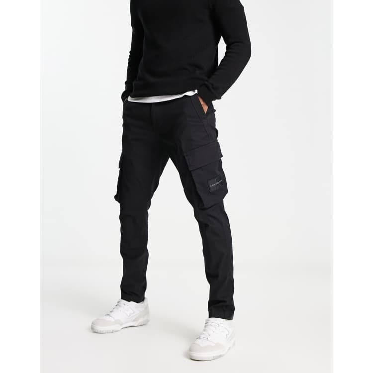 Calvin Klein Jeans skinny washed cargo pants in black