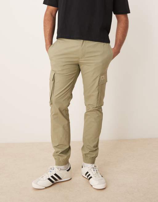 Calvin Klein Jeans skinny washed cargo trousers in beige ASOS