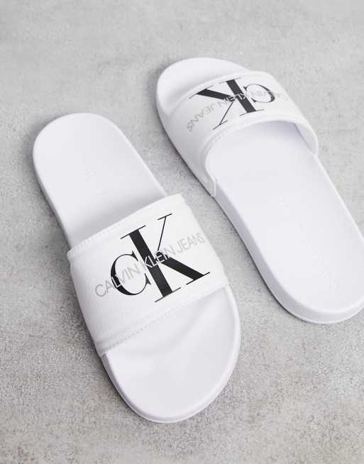 calvin klein beige sliders