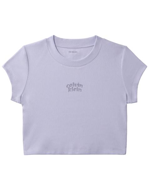Calvin Klein Jeans Slim cropped logo t-shirt in cosmic sky