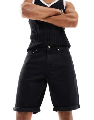 Calvin Klein Jeans Est.1978 Slim Denim Shorts In Black Wash-navy