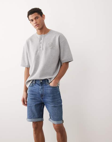 Calvin Klein Jeans slim denim shorts in mid wash blue - view 1