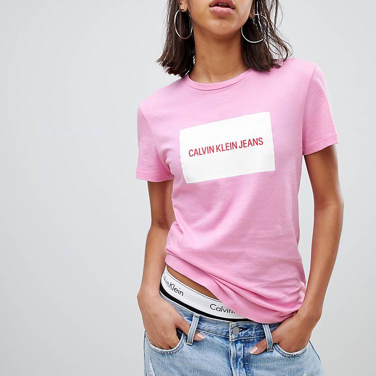 Calvin Klein Jeans slim fit box logo t shirt | ASOS