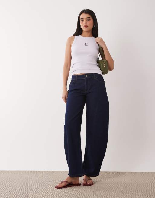 Calvin Klein Jeans - Slim-fit geribbelde tanktop met monogramlogo in lila , 2 van 4