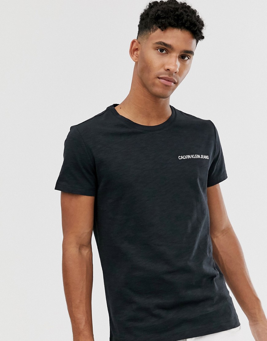 Calvin Klein Jeans slim fit t-shirt in black with small institutional logo