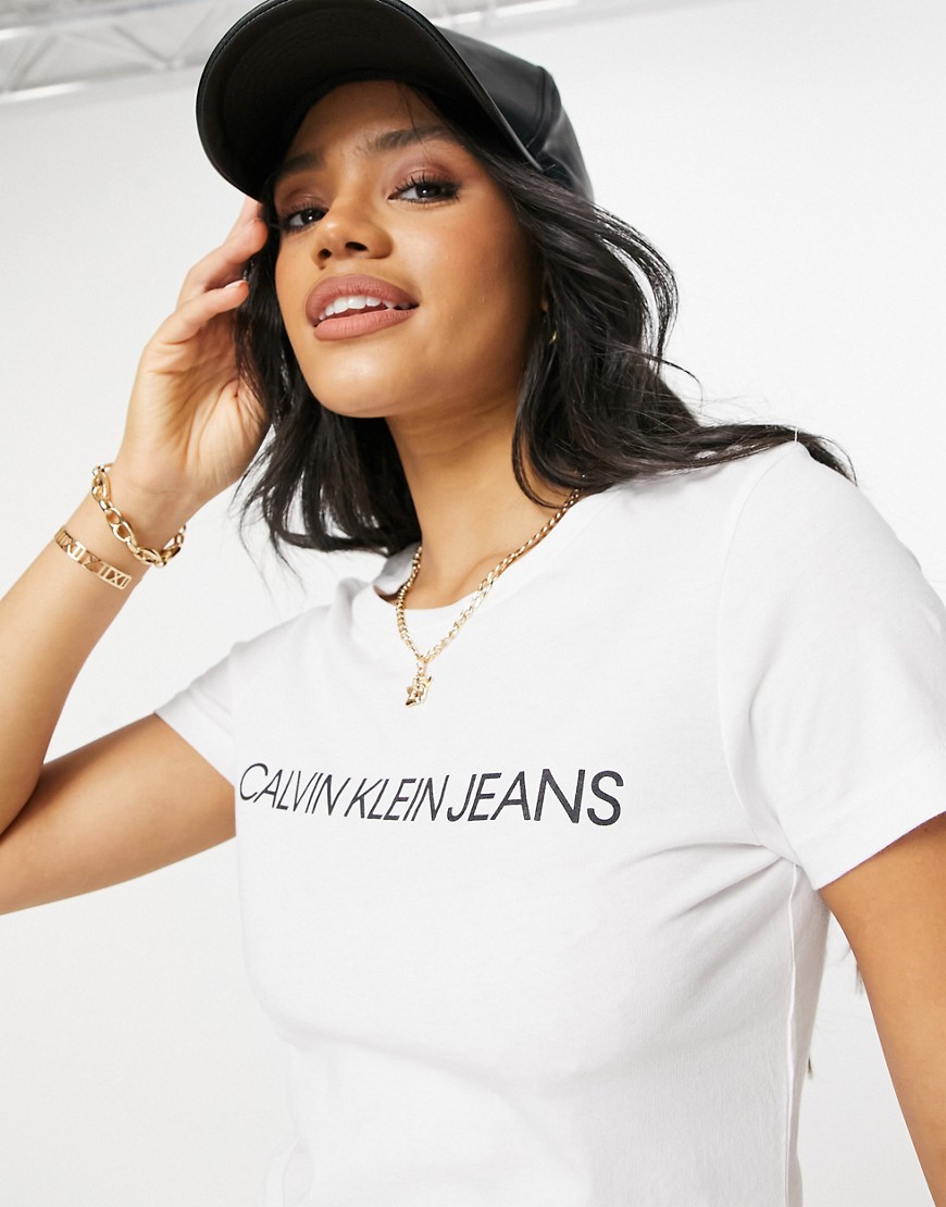 Calvin Klein Jeans - Slim-fit T-shirt met institutional-logo-Wit