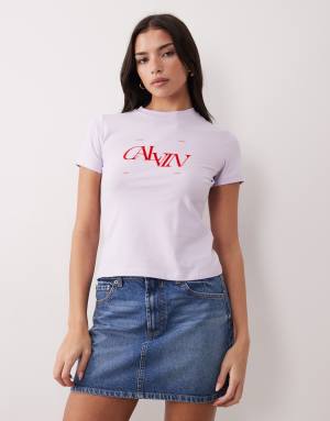 Calvin Klein Jeans slim graphic t-shirt in lilac