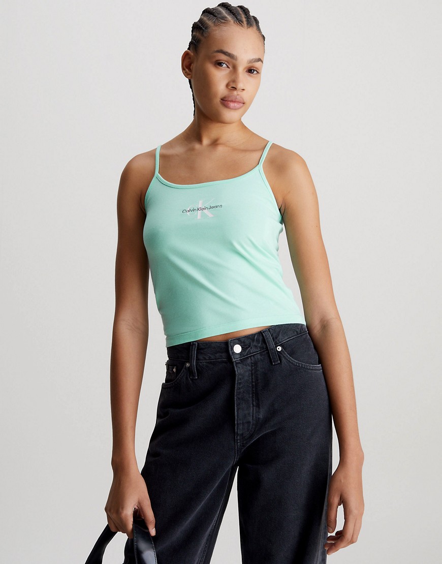 Calvin Klein Jeans Slim Monogram Cami Top in Blue Tint
