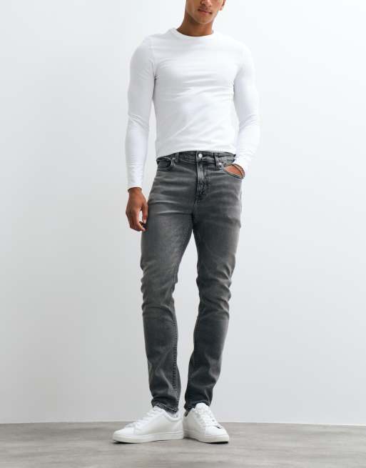 Calvin Klein Jeans slim tapered jeans in light wash grey, 5 of 5