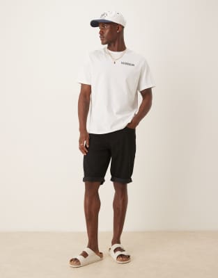 Calvin Klein Jeans slim turn up denim shorts in black - view 1
