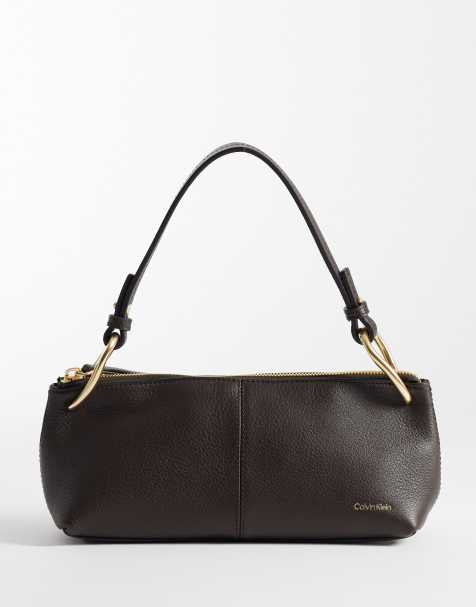 Calvin Klein Jeans slouchy leather bag in chocolate brown - view 1