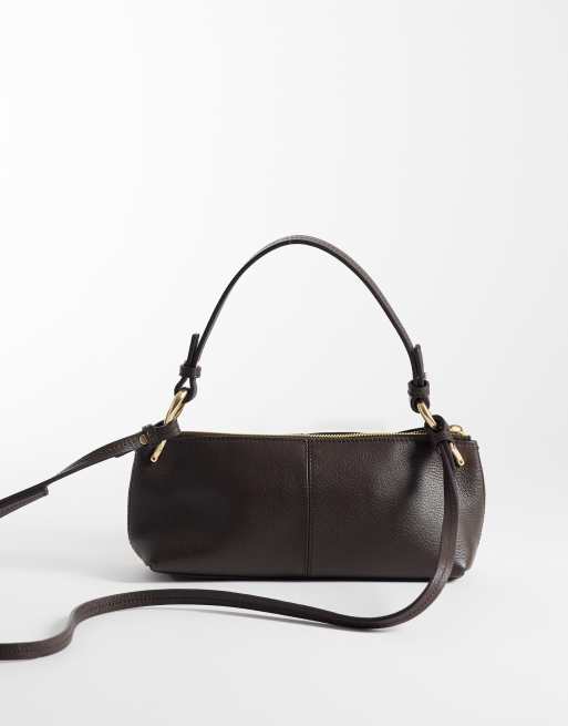 Calvin Klein Jeans slouchy leather bag with strap and gold details in chocolate brown, 2 of 4