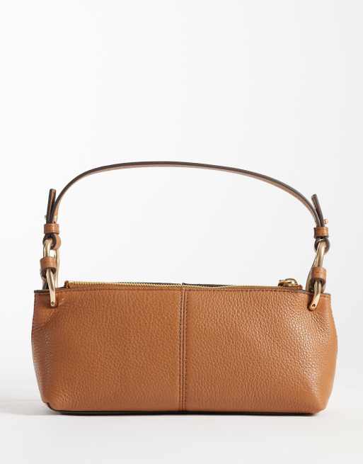 Calvin Klein Jeans slouchy leather bag with strap and gold details in tan, 4 of 4