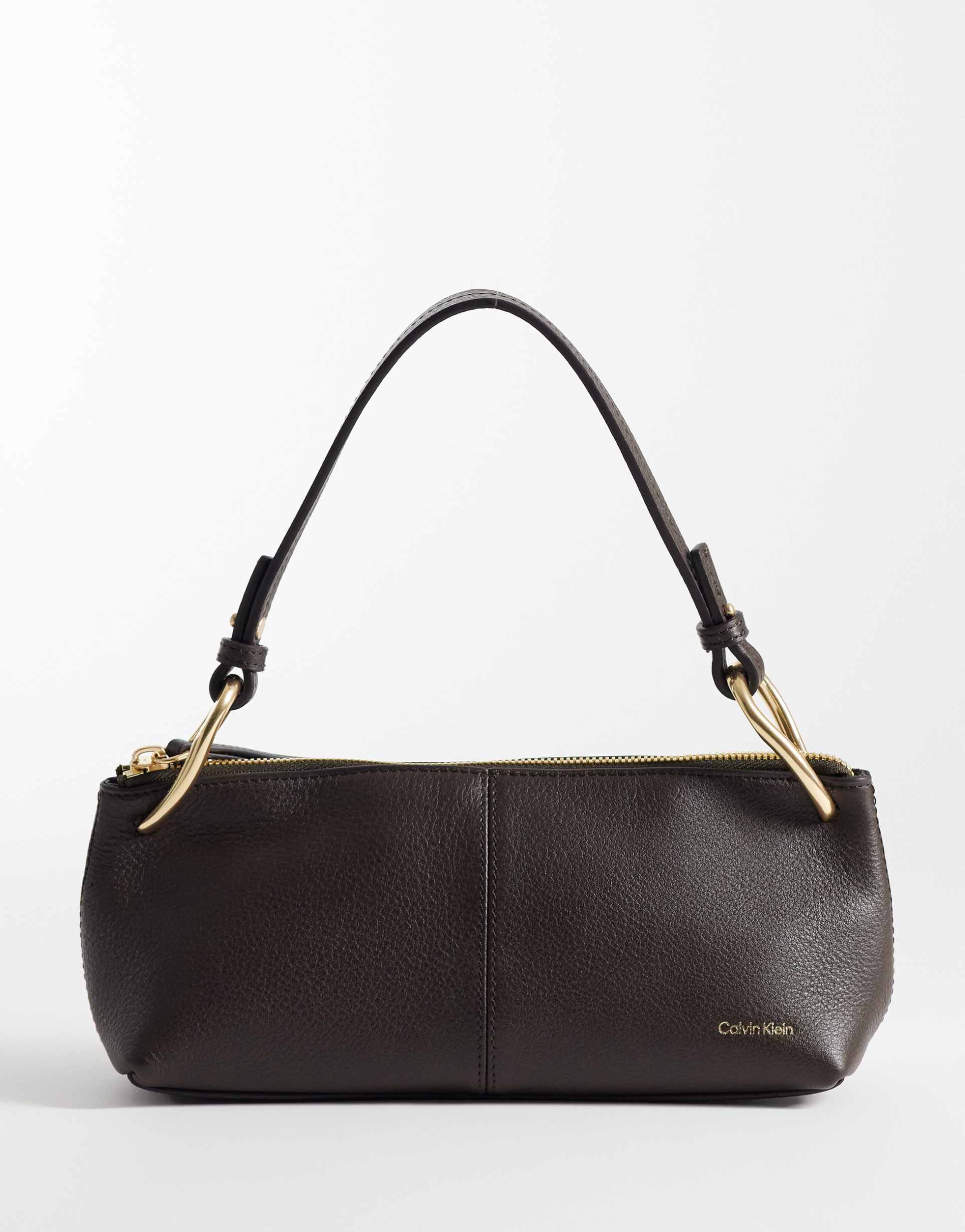 calvin klein jeans slouchy leather purse in chocolate brown