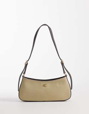 Calvin Klein Jeans Small Canvas Shoulder Bag In Brown