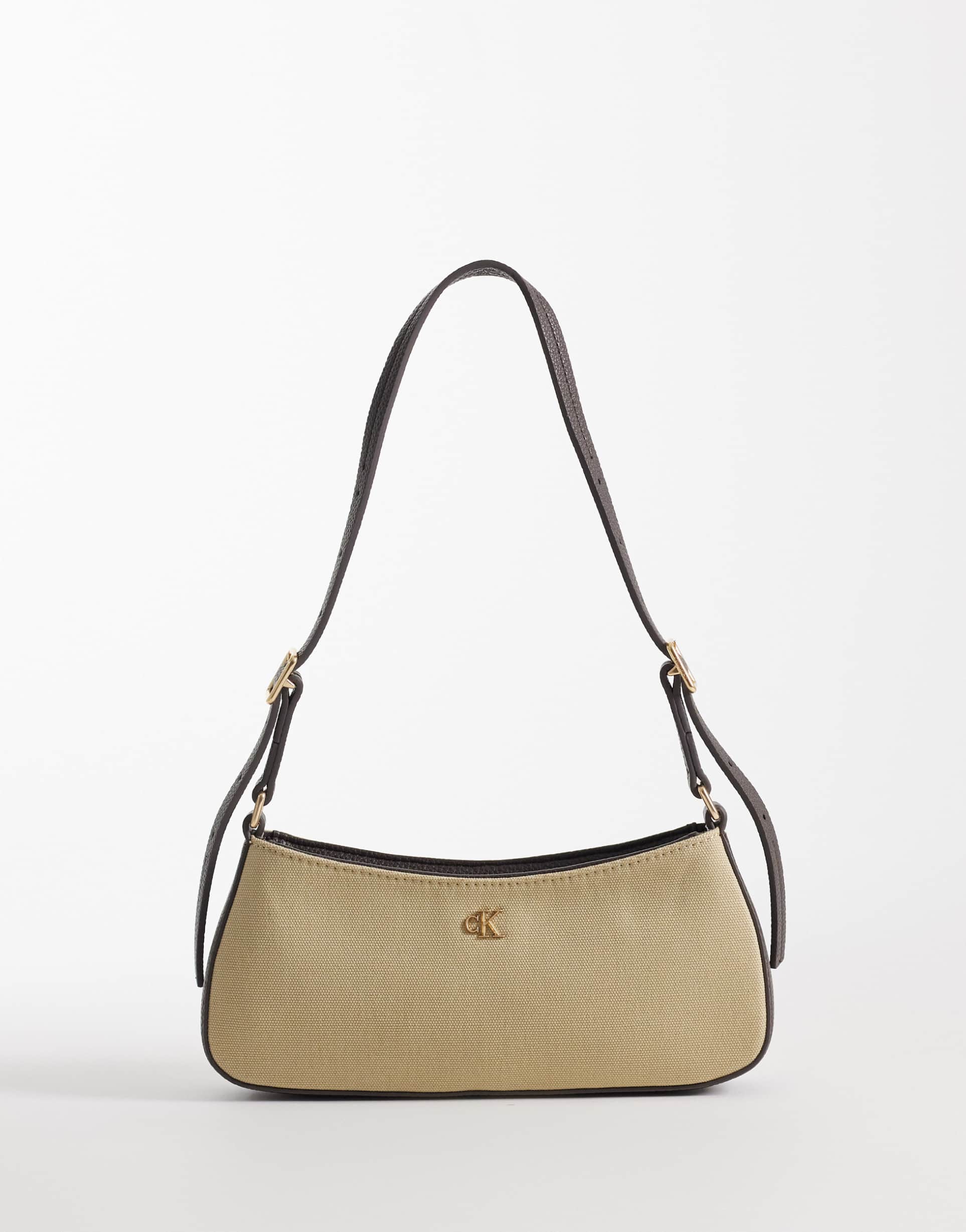 calvin klein jeans small canvas shoulder bag in natural