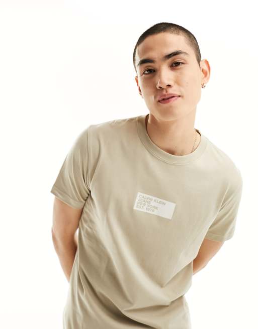 Calvin Klein Jeans small center box t-shirt in taupe