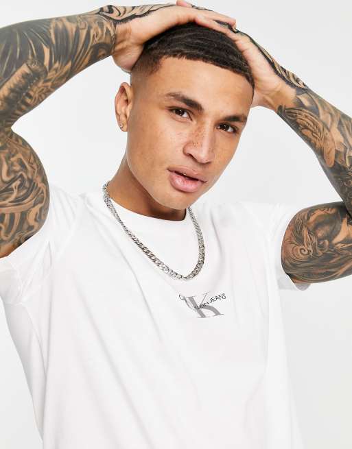 Calvin Klein Jeans small front monogram T-shirt in white