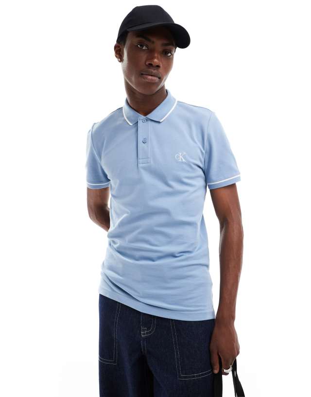 Calvin Klein Jeans - small logo polo shirt in faded blue