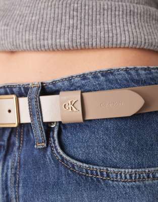 Calvin Klein Jeans Est.1978 Small Square Buckle 25mm Belt In Brown