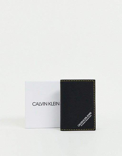 Calvin Klein Jeans smooth stitch leather card holder