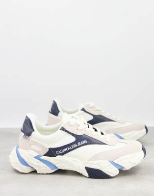 Calvin Klein Jeans solaris sneakers in white mix-Multi