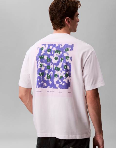 Calvin Klein Jeans Somewhere graphic relaxed t-shirt in brilliant white - view 1