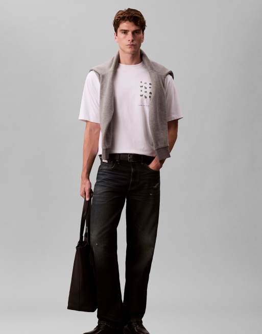 Calvin Klein Jeans – Somewhere – Relaxed-Fit-T-Shirt in strahlendem Weiß mit Print, 2 von 5