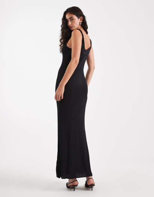 Calvin Klein Jeans - Sort maxikjole i fint strik, 3 af 4