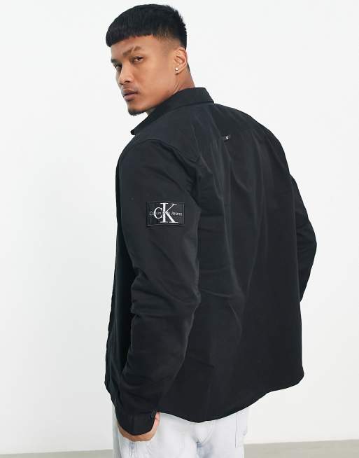 Calvin Klein Jeans - Sort overskjorte med logomærke i afslappet pasform
