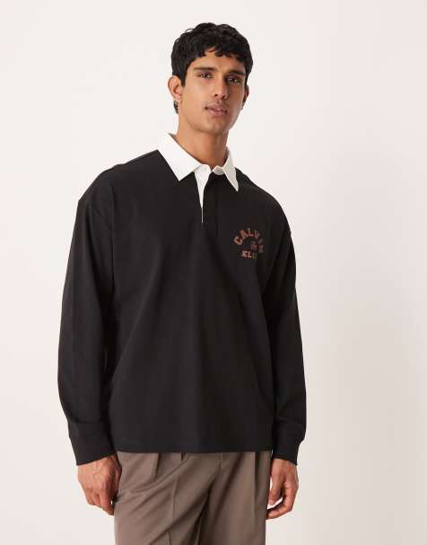 Calvin Klein Jeans - Sort rugby-skjorte med kontrasterende krave - view 1