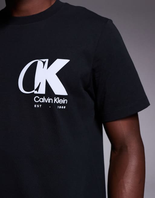 Calvin Klein Jeans - Sort T-shirt med stort våbenskjoldslogo, 5 af 5