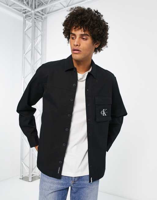 Calvin Klein Jeans - Sort utility-overskjorte med lommelogo