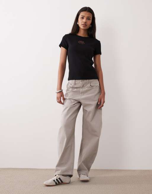 Calvin Klein Jeans - Sorte baby-T-shirt med ribber og logo, 3 af 4