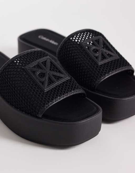 Calvin Klein Jeans - Sorte flatform-sandaler i mesh, 2 af 4