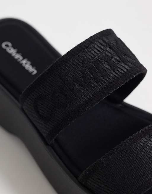 Calvin Klein Jeans - Sorte flatform-sandaler i netmateriale , 2 af 4